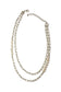 15"+ 2 Dbl FW Silver Pearl Chain Necklace