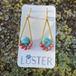 Gold Brass + Stone Lightweight Statement Unique Earrings
