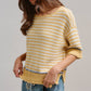 Yellow Striped Contrast Trim Sweater Tee
