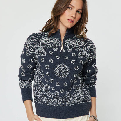 Paisley Half Zip-up Sweater