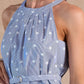 Stripe Star Print Belted Halter Top