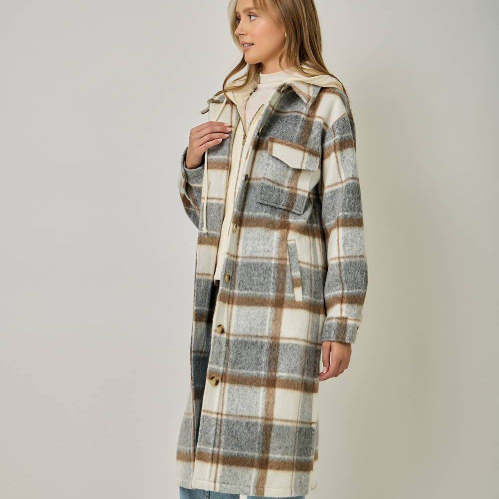 Twofer Hoodie Plaid Jacket