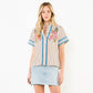 Striped Floral Embroidery Top