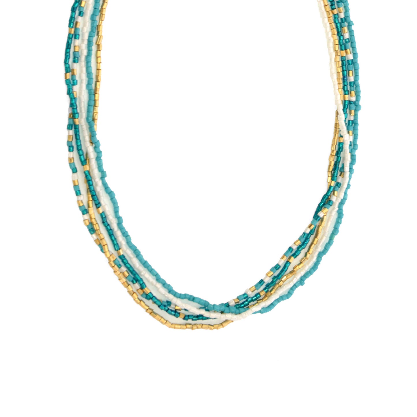 Turquoise and White 5 Row Beaded Necklace