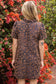 Ruffled V-Neck Animal Velvet Jacquard Dress