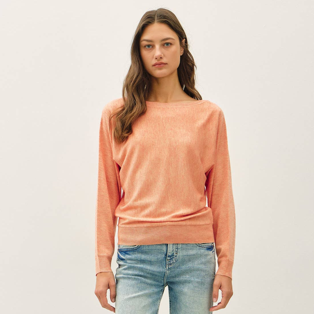 Dolman Sleeve Fine Gauge Boatneck Sweater