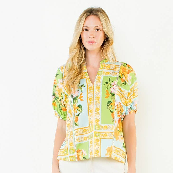 Short Sleeve Floral Print Top