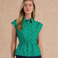 Green Multi Polka Dot Belted Shirt Blouse