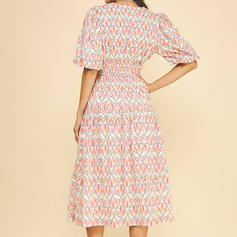 Pink Multi Geometric Pattern Dress