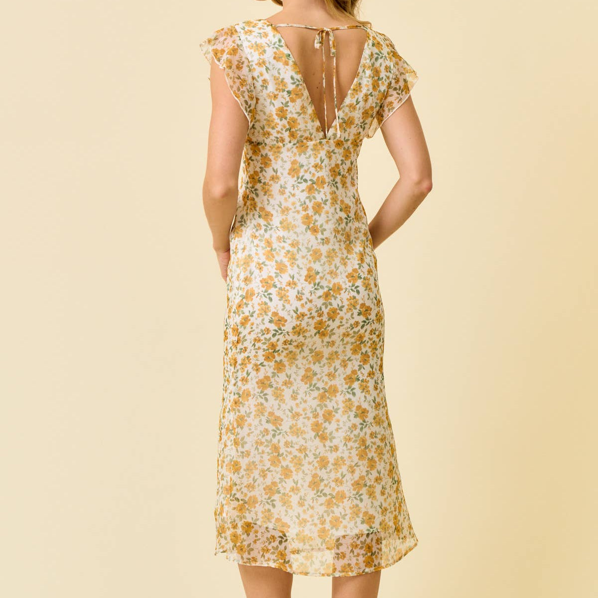 Floral Chiffon Ruffle Midi Dress