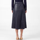 Faux Leather A-Line Midi Skirt