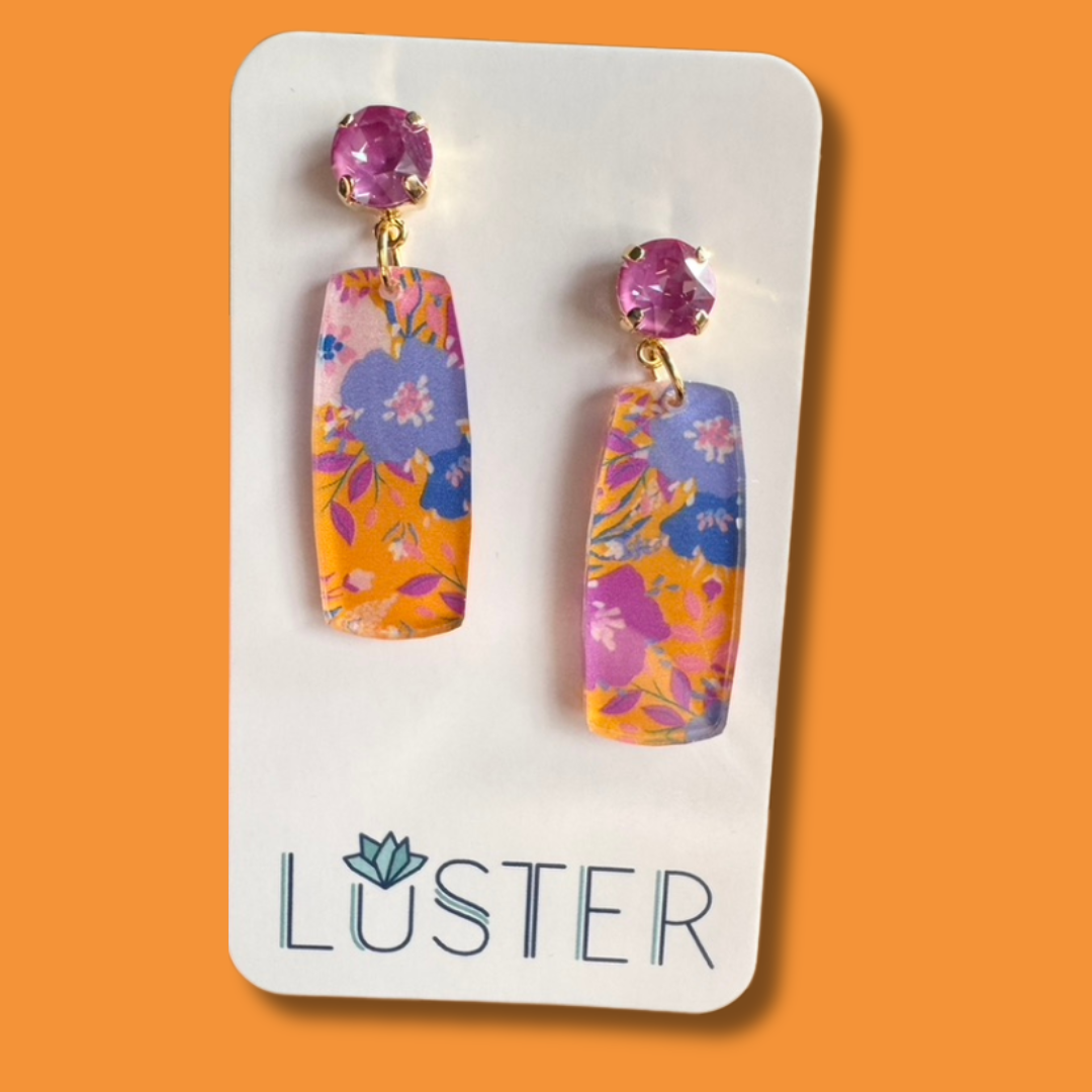 Tropical Floral Acrylic Earrings