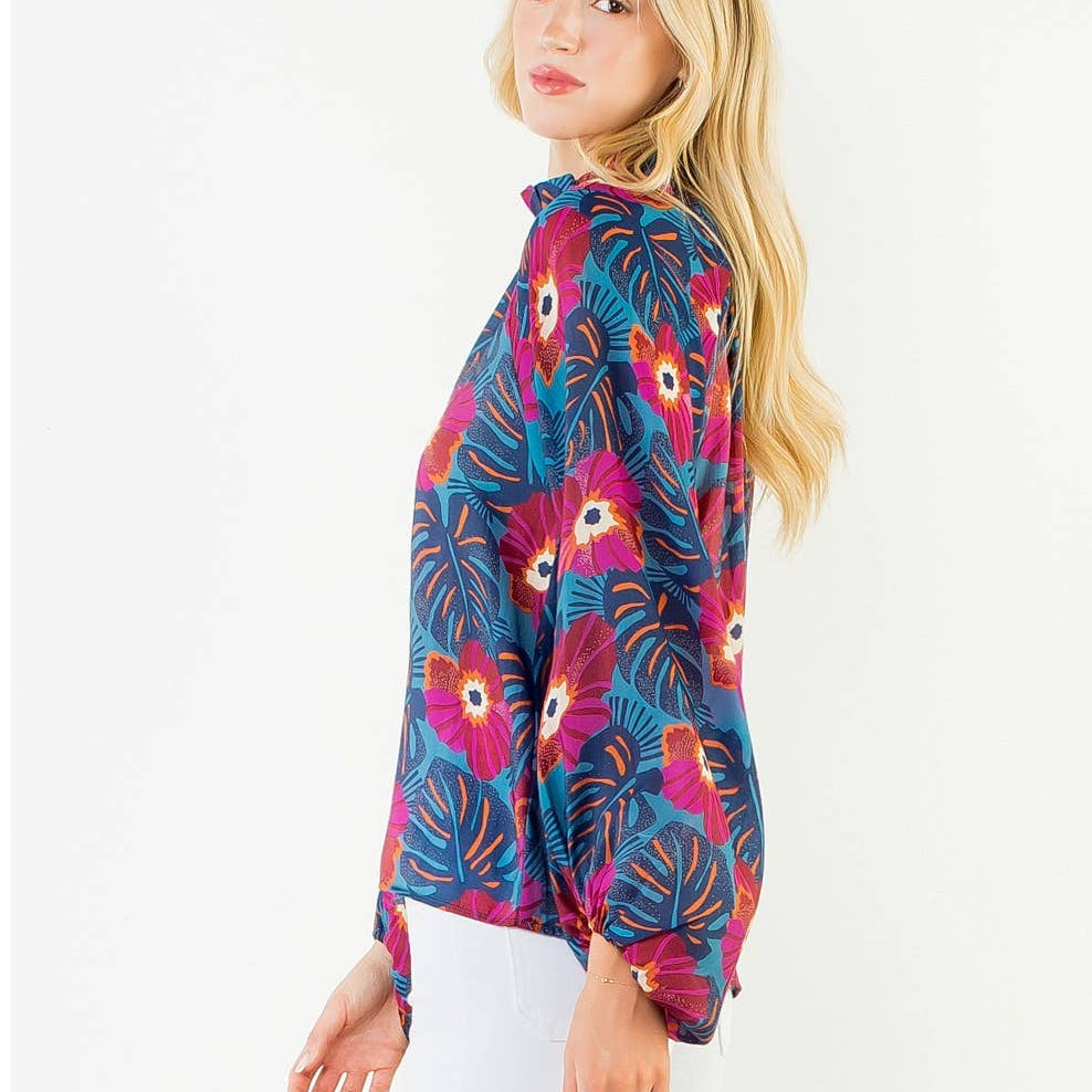 Long Sleeve Flowy Flower Top