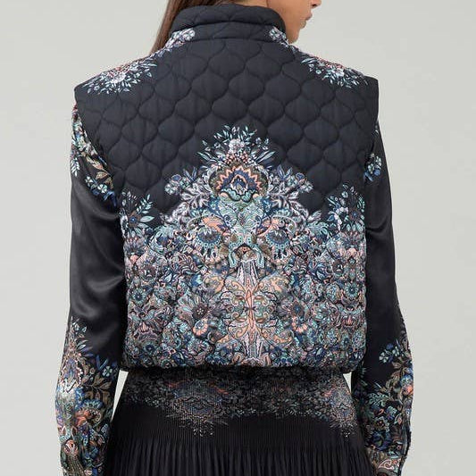 Floral Paisley Cropped Quilted Vest