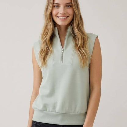 Buttery Soft Modal Half Zip Sleeveless Top
