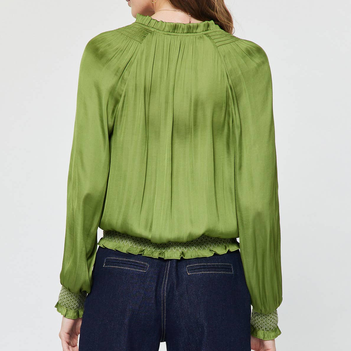 Surplice V-Neck Blouson Blouse