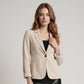One Button Blazer with Striped Lining