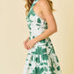 Green Eyelet Floral Criss Cross Halter Mini Dress