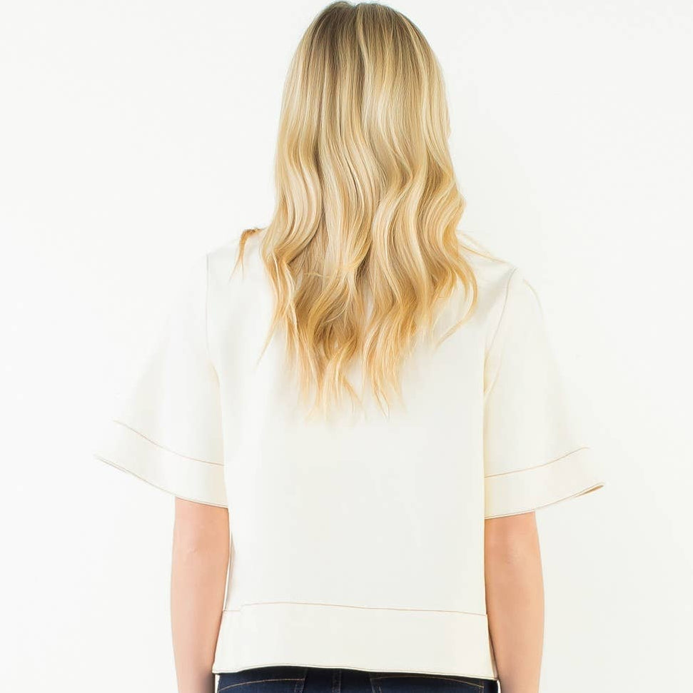 Ivory Short Sleeve Crew Neck Top