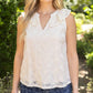 Ivory Sleeveless Ruffled V-Neck Floral Lace Top