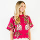 Short Sleeve Sweater With Scallop Hem