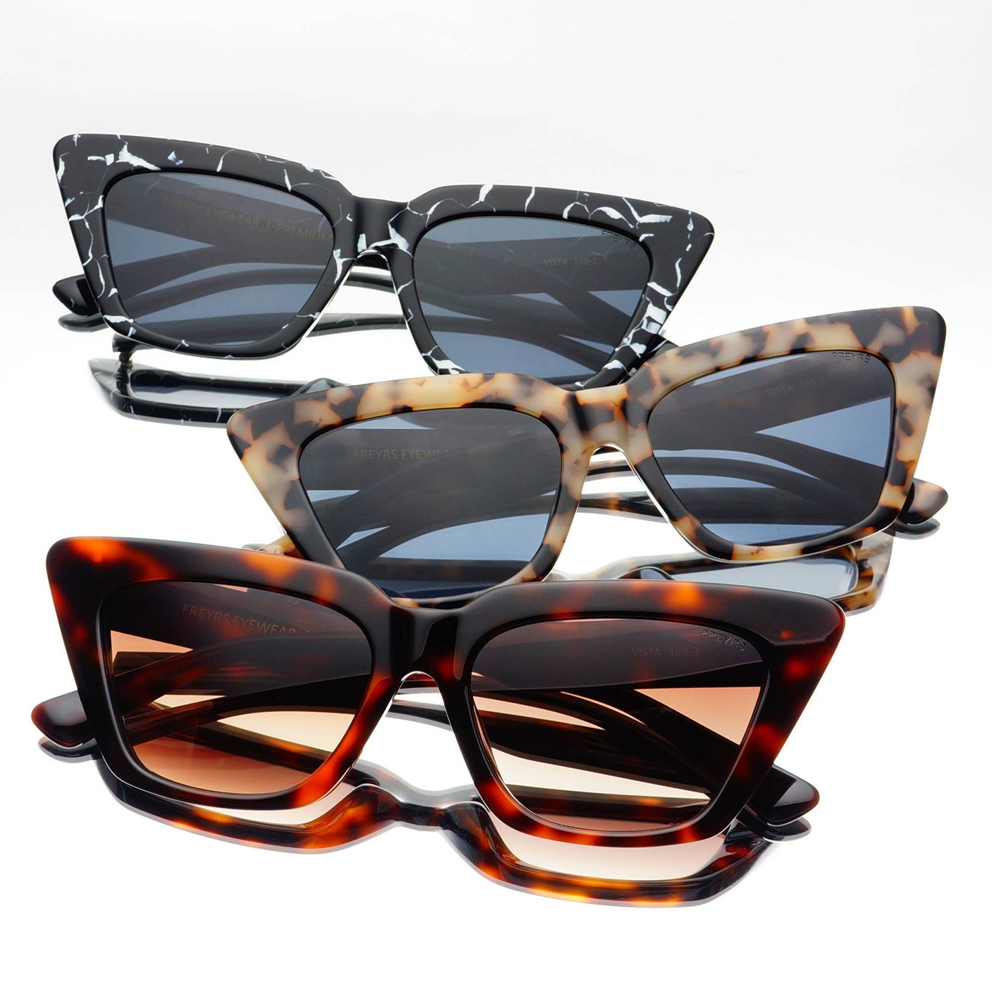 Vista Acetate Cat Eye Sunglasses: Black Marble