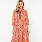 3/4 Sleeve Print Maxi Dress