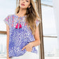 Purple Cheetah Print Embroidered Top