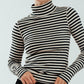 Contrast Seam Turtleneck Knit Top