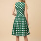 Green Gingham Flare Midi Dress