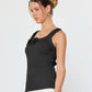 Black Floral Accent Ribbed Tank Top