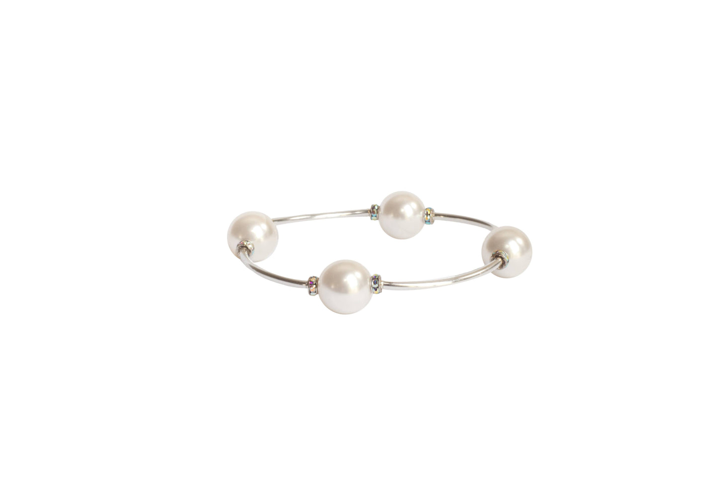 12mm Crystal White Swarovski Pearl Blessing Bracelet