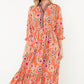 3/4 Sleeve Print Maxi Dress