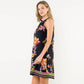 Black Sleeveless Floral Halter Dress
