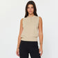 Light Taupe Sleeveless Henley Knit Tank