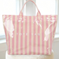 Pink and Tan Striped TOTE BAG