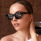 Vista Acetate Cat Eye Sunglasses: Black Marble
