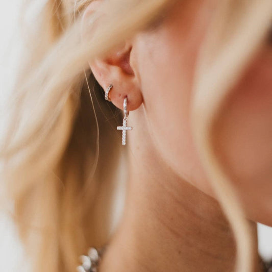 Taryn Diamond Cross Earrings - Waterproof