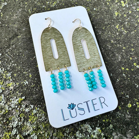 Glass + Brass Dangle Lightweight Statement Earrings