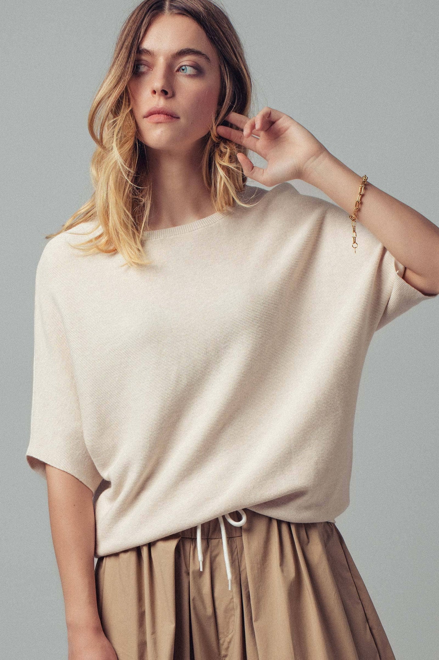 Relaxed Dolman Sleeve Knit Sweater Top