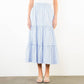 Blue Textured Striped Tiered Skirt