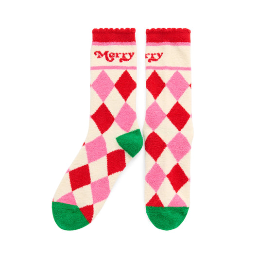 "MERRY" Argyle Socks