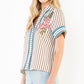 Striped Floral Embroidery Top
