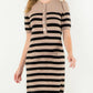 Short Sleeve Striped Taupe Dress
