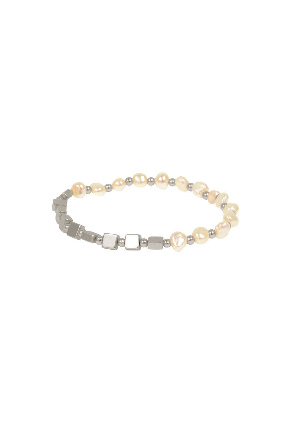 Silver FW Pearl Stretch Bracelet