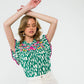 Embroidered Flutter Sleeve Print Top