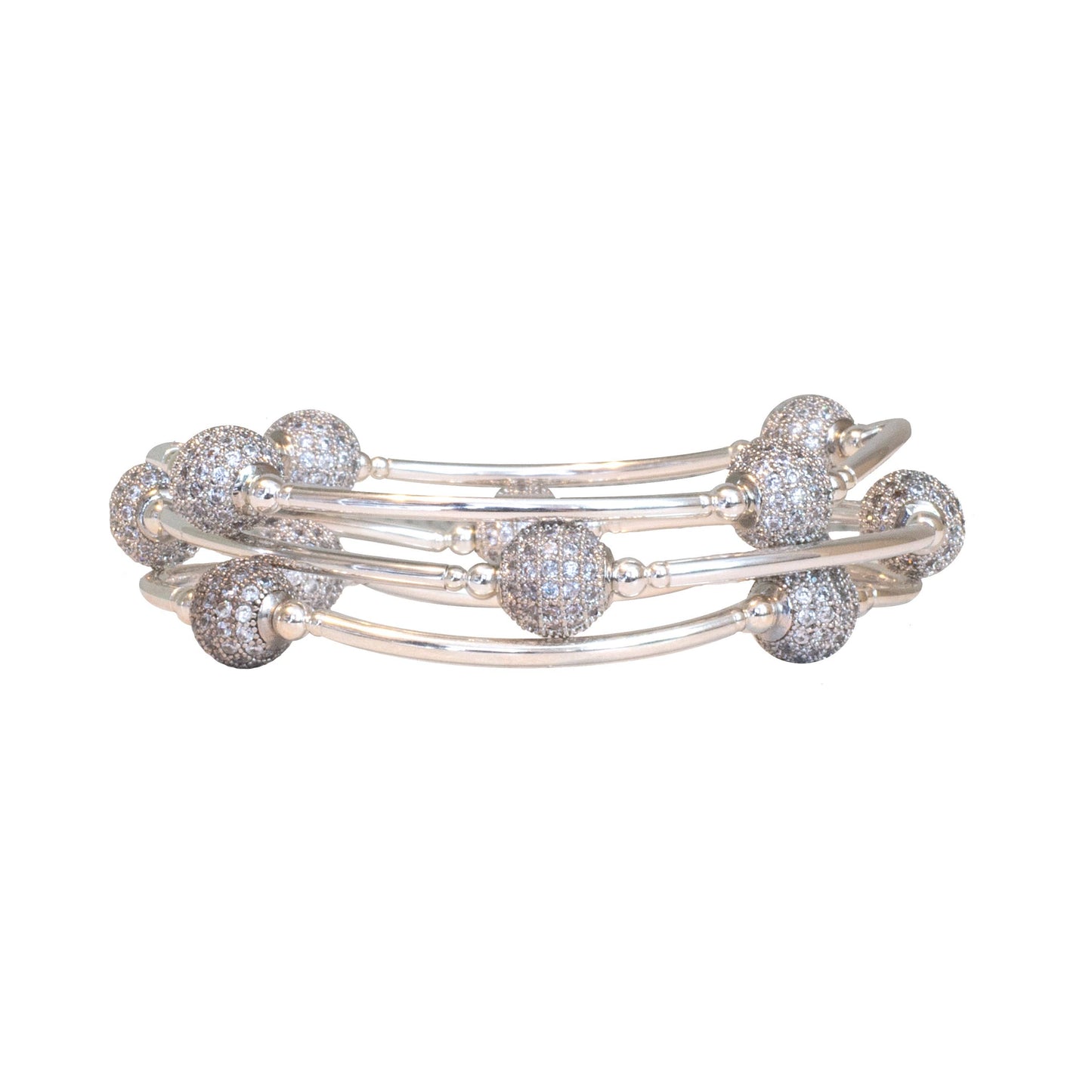 8mm Crystal Pave Blessing Bracelet in Sterling Silver