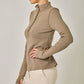High Neck Striped Henley Top