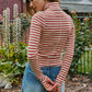 Contrast Seam Turtleneck Knit Top