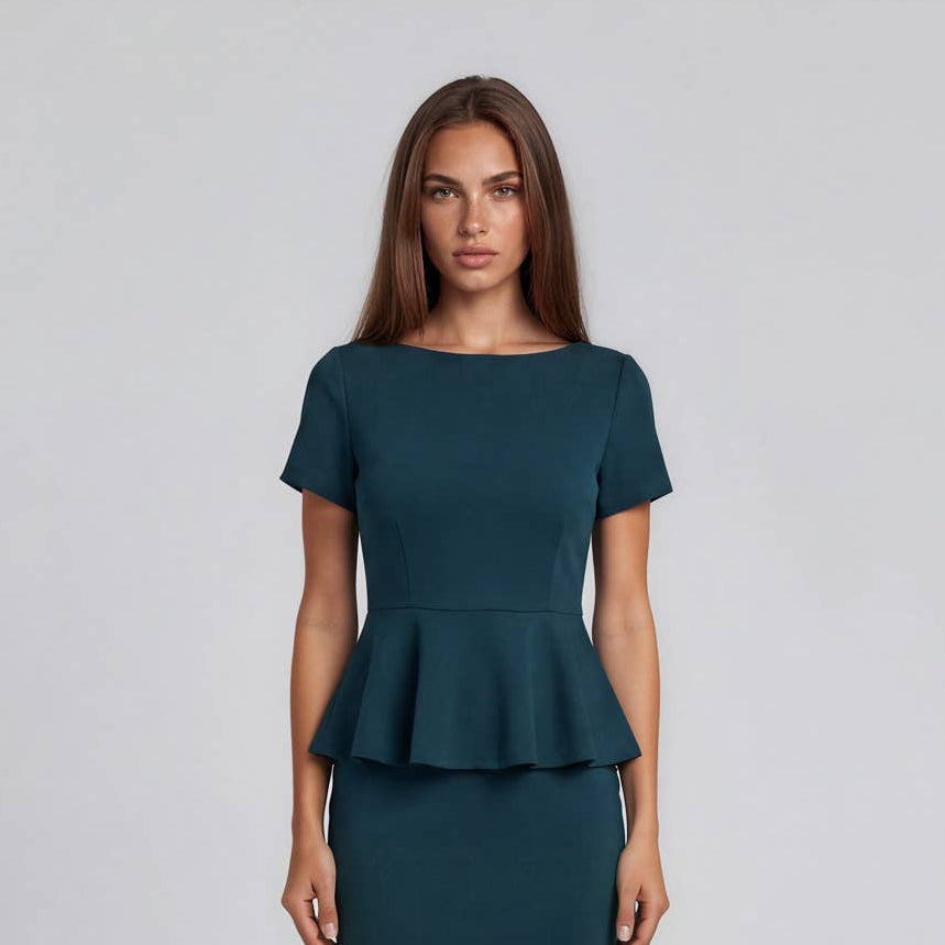 Boat Neck Peplum Top